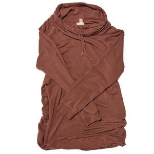 MATERNITY: Maroon Drawstring Sweatshirt Dress